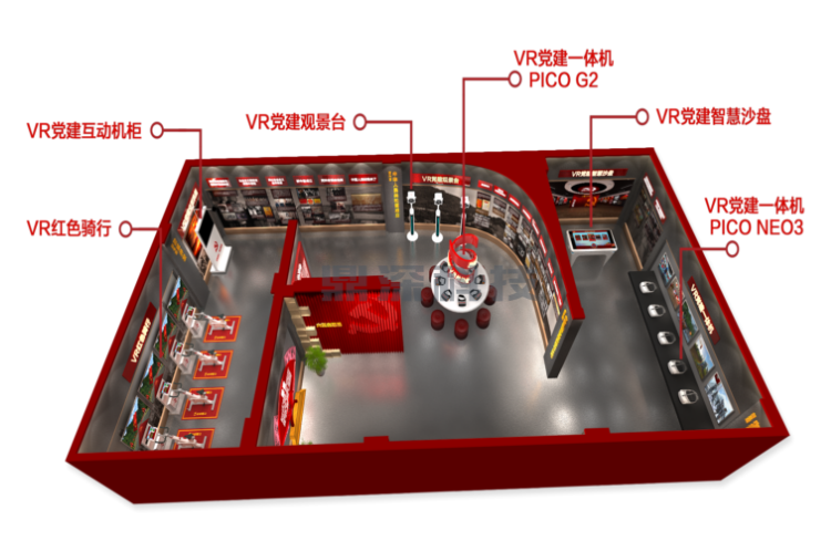 数字党建展厅建设-VR党建体验馆-红色党建沙盘