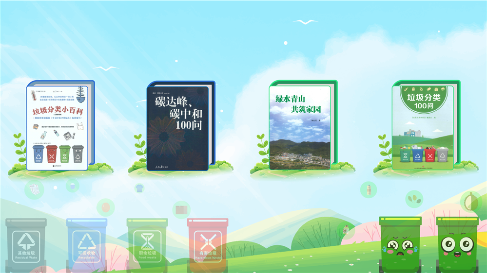环保展厅互动装置_垃圾分类体感翻书系统_环保知识电子书