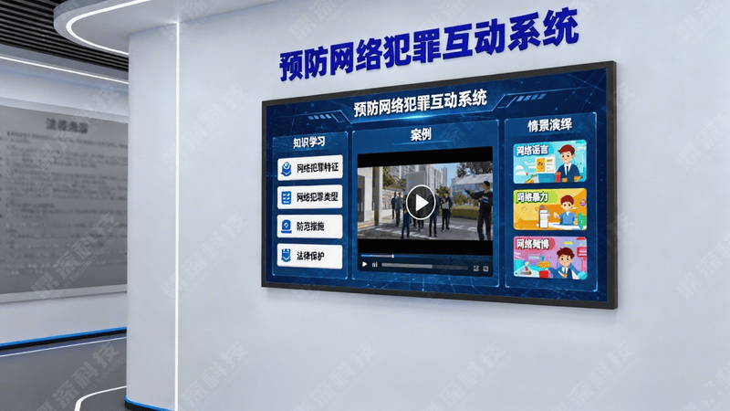 预防网络犯罪互动系统 法治展厅互动展项 网络安全科普一体机