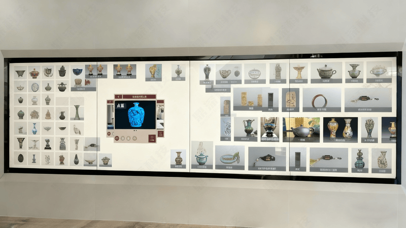 博物馆大屏数字互动墙 4K高清3D文物展示 红外触控交互方案