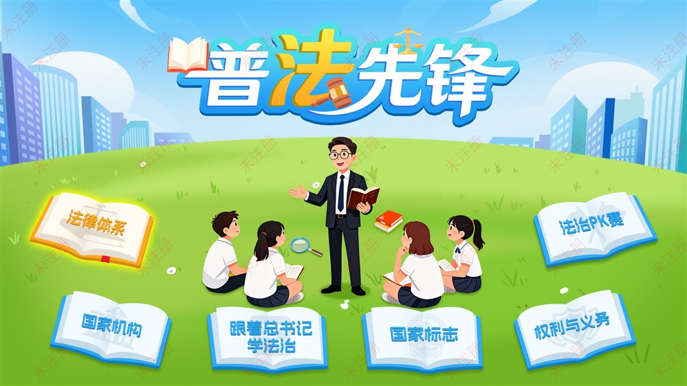 普法先锋互动软件｜法治教育基地互动科普系统｜触摸一体机普法软件