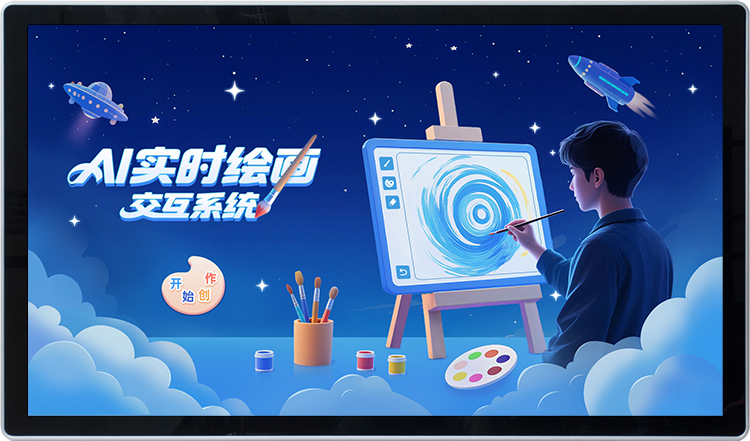 展馆互动装置 AI实时绘画交互系统 大屏AI绘画互动系统